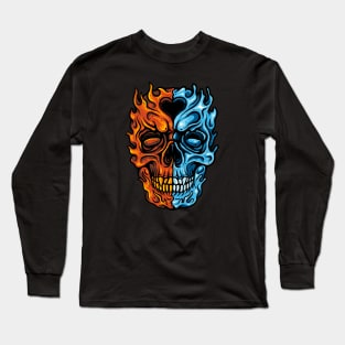 Water Fire Skull Long Sleeve T-Shirt